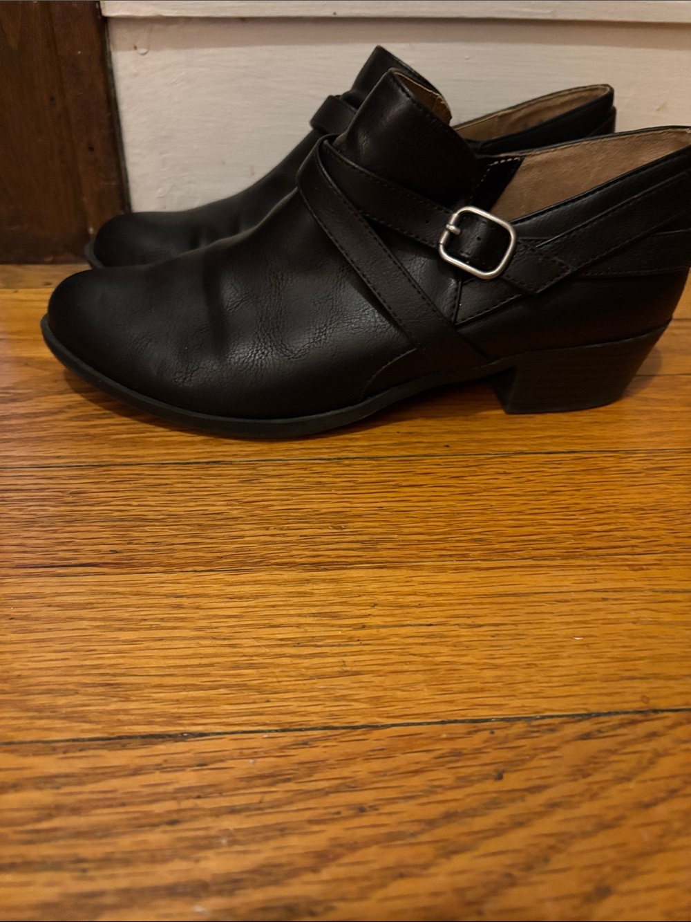 Life Stride Black Buckle Ankle Booties